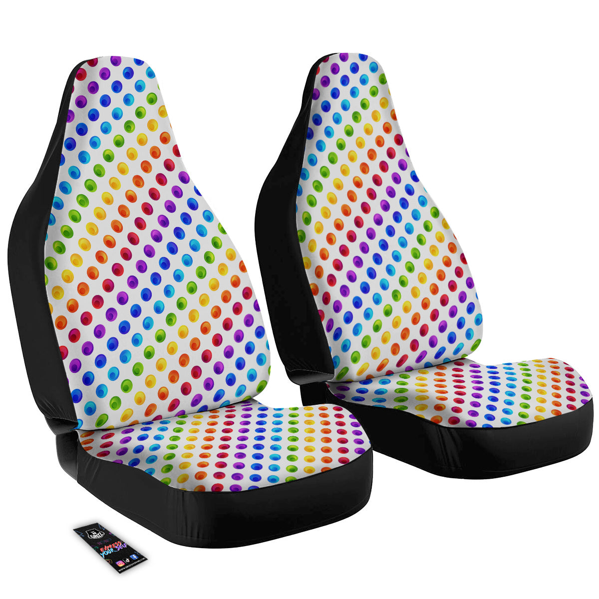 Colored Polka Dots Rainbow Print Pattern Car Seat Covers-grizzshop