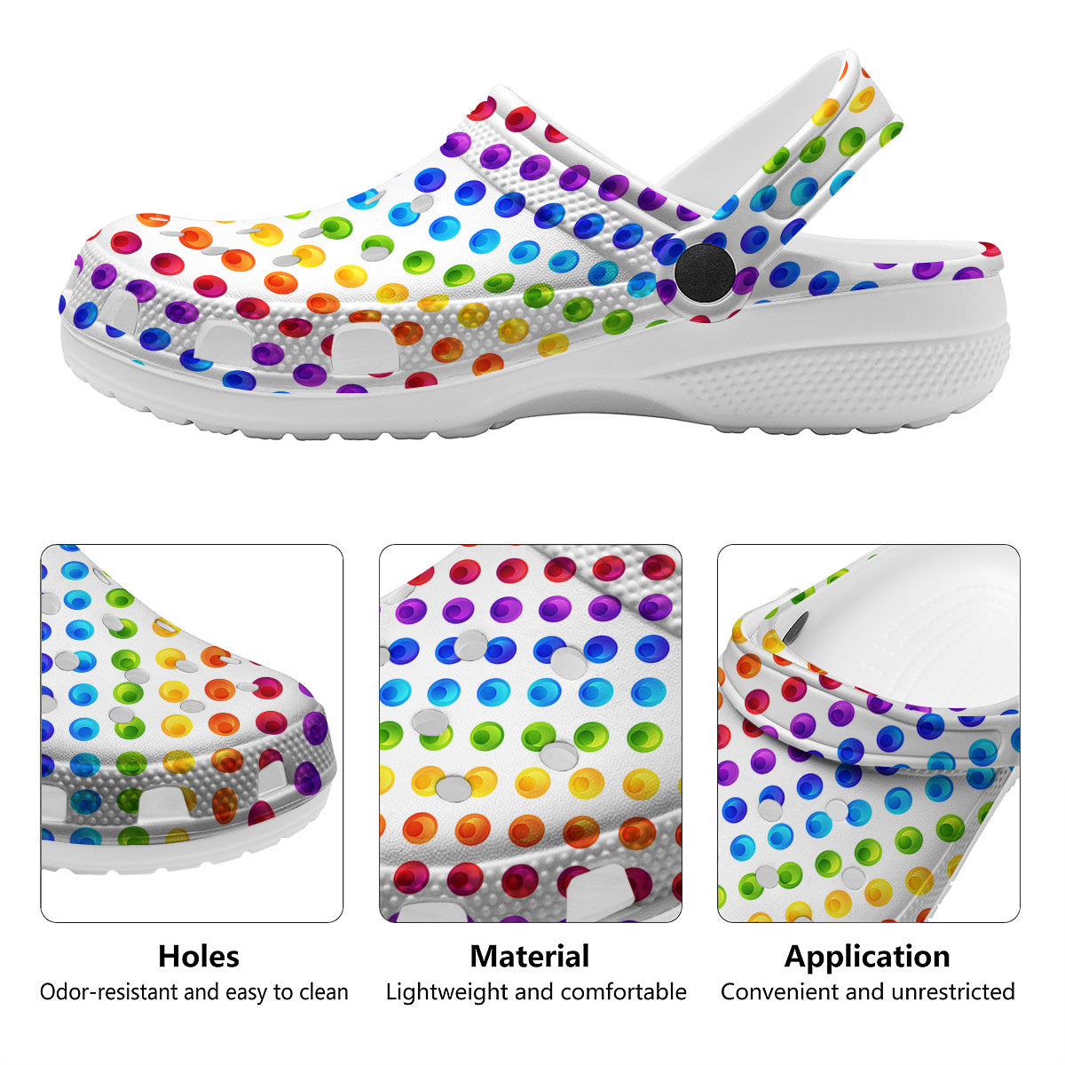 Colored Polka Dots Rainbow Print Pattern Clog-grizzshop