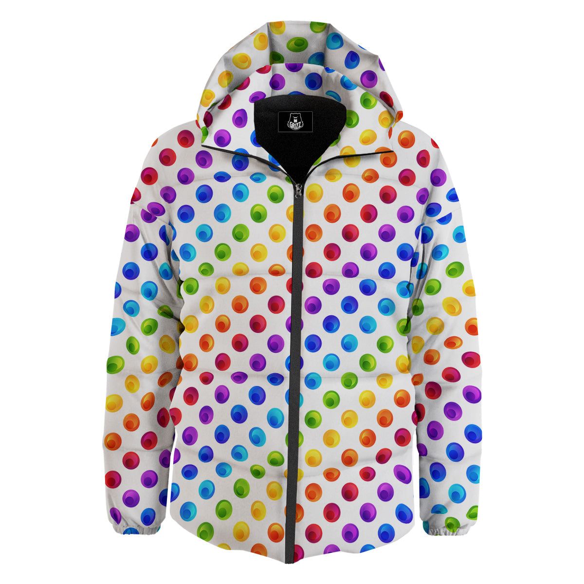 Colored Polka Dots Rainbow Print Pattern Down Jacket-grizzshop