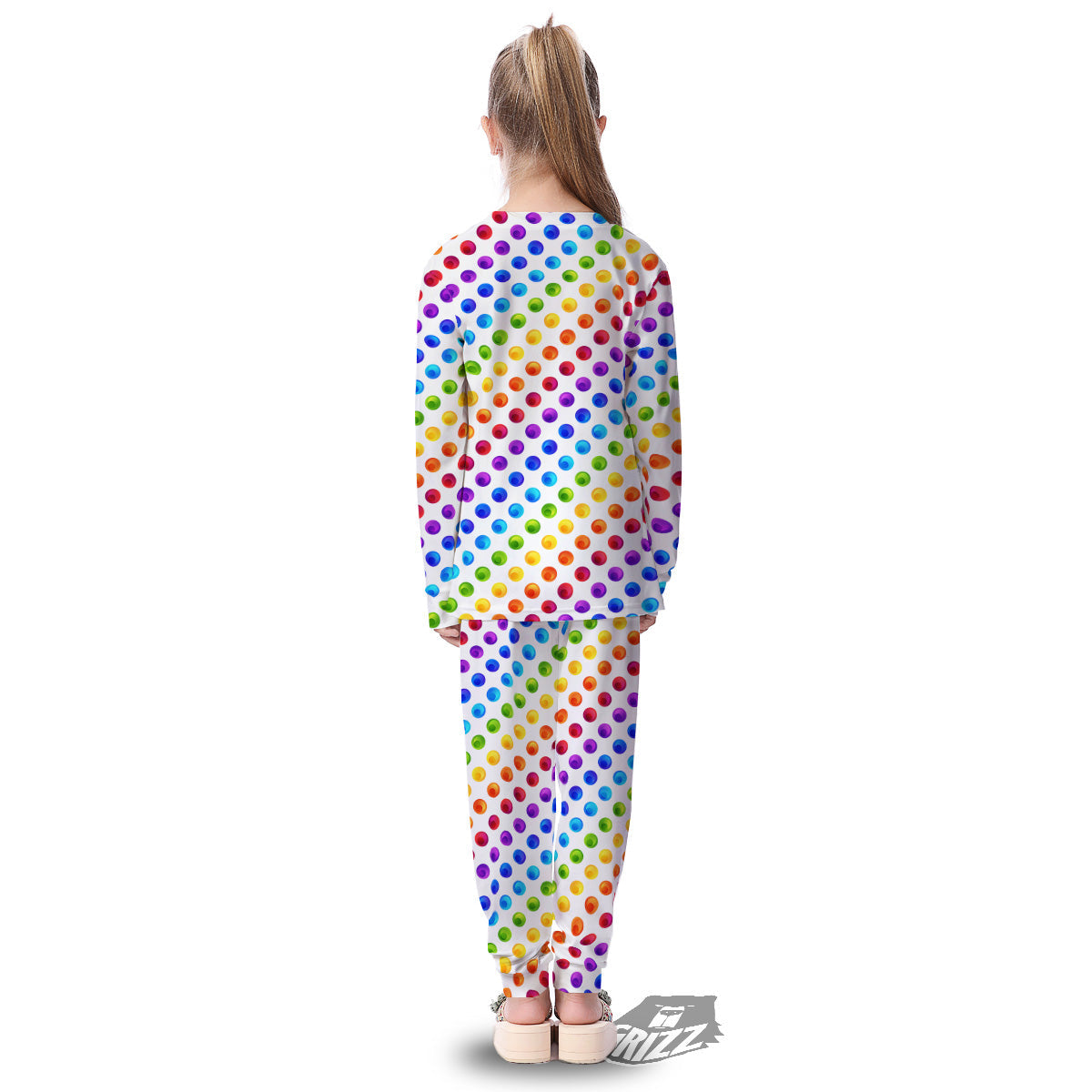 Colored Polka Dots Rainbow Print Pattern Kid's Pajamas-grizzshop