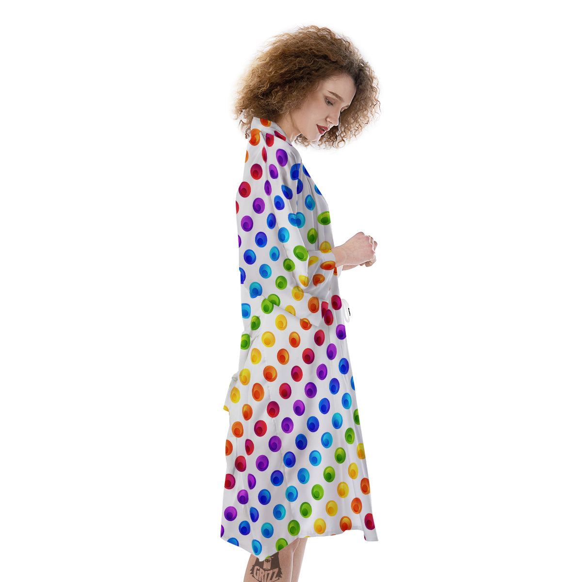 Colored Polka Dots Rainbow Print Pattern Kimono-grizzshop