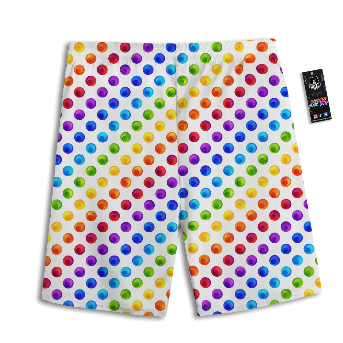 Colored Polka Dots Rainbow Print Pattern Men's Athletic Shorts