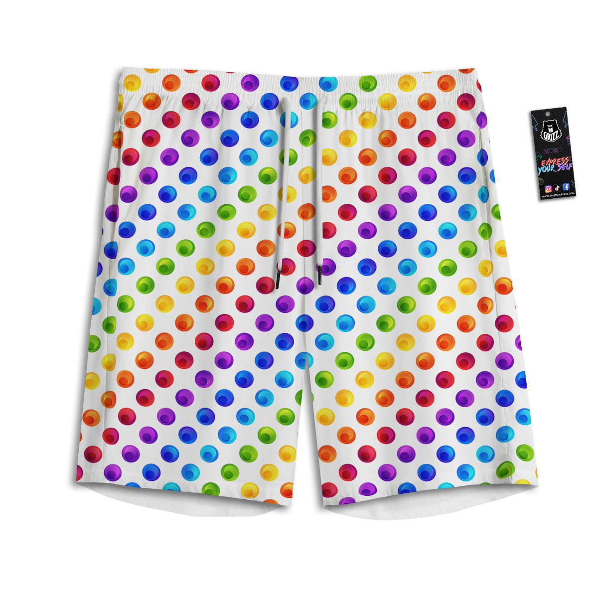Colored Polka Dots Rainbow Print Pattern Men's Athletic Shorts