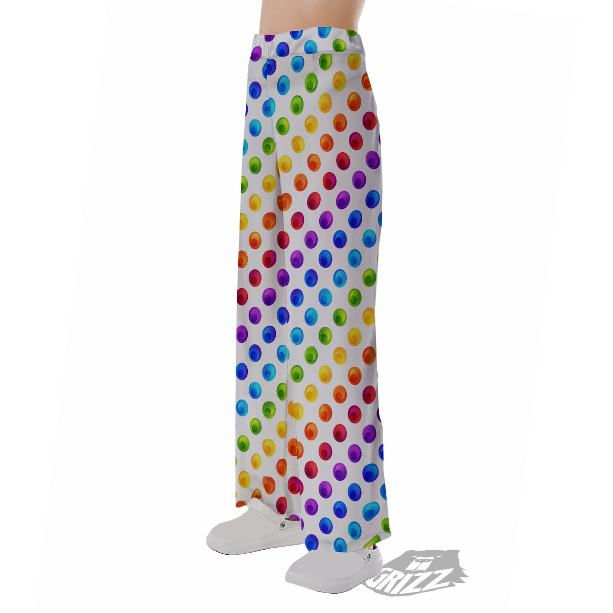 Colored Polka Dots Rainbow Print Pattern Pajama Pants-grizzshop