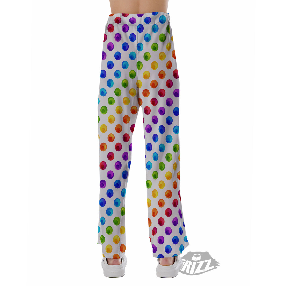Colored Polka Dots Rainbow Print Pattern Pajama Pants-grizzshop