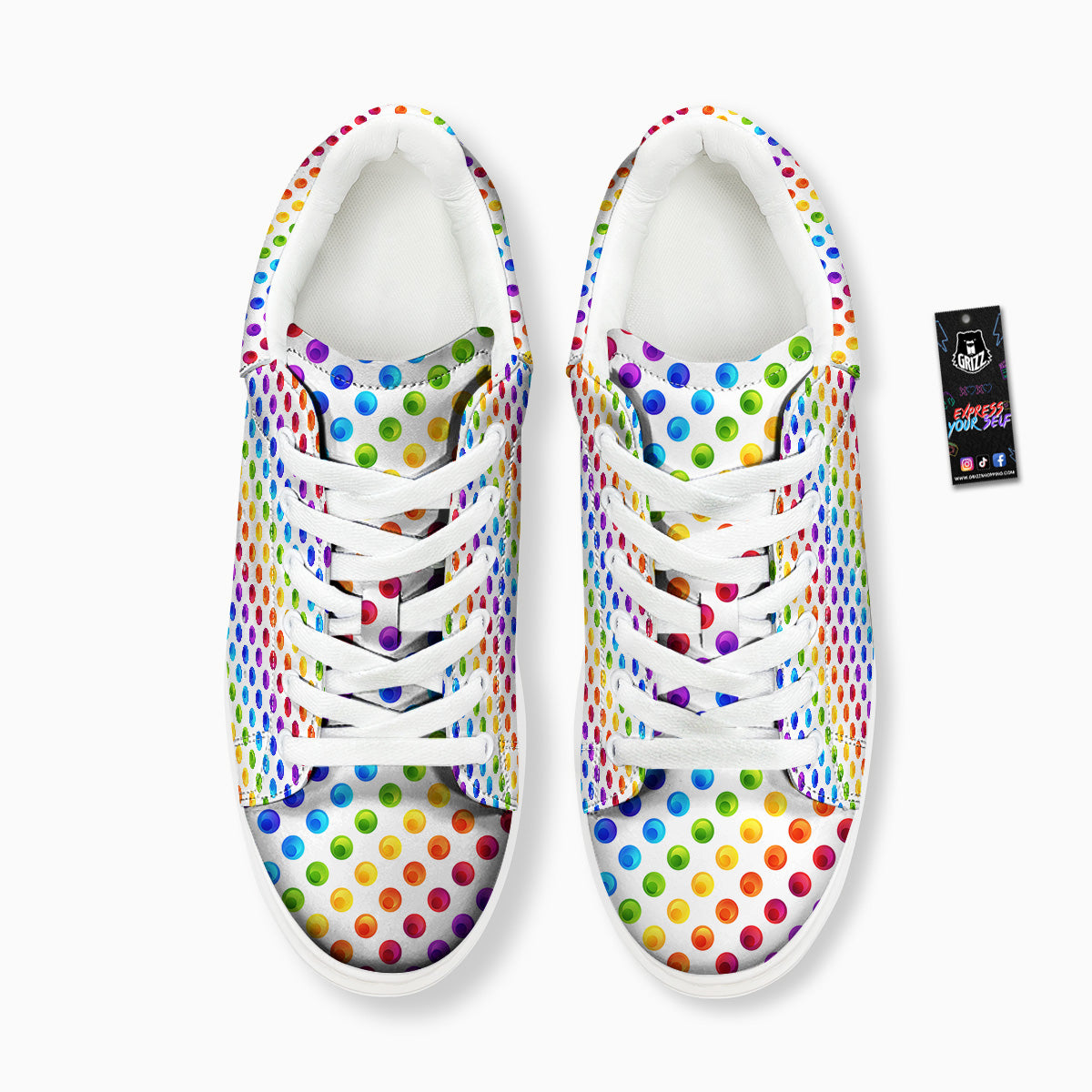 Colored Polka Dots Rainbow Print Pattern Platform Shoes-grizzshop