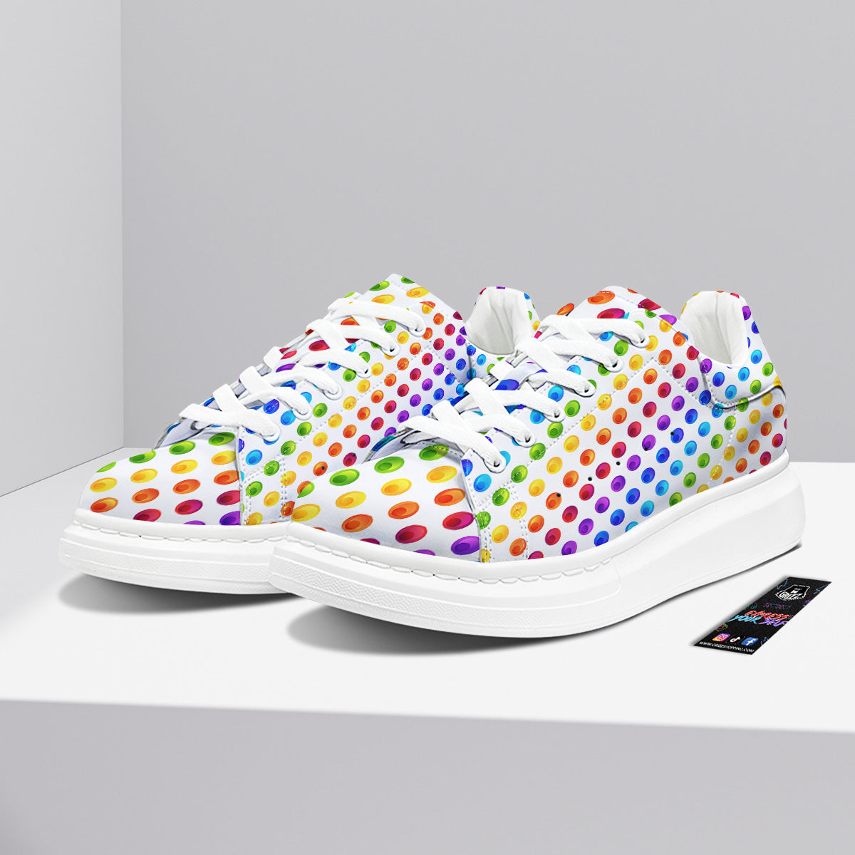 Colored Polka Dots Rainbow Print Pattern Platform Shoes-grizzshop