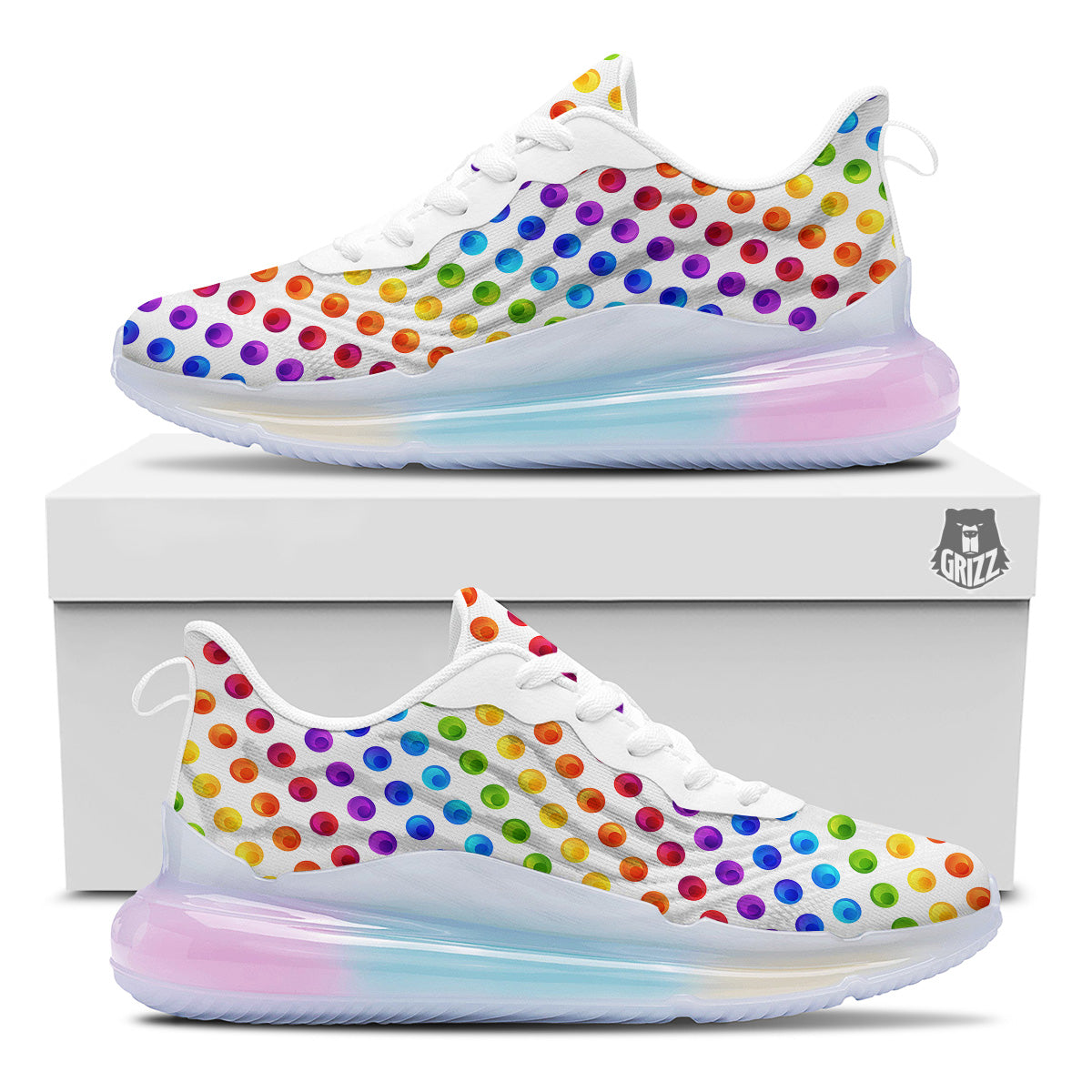 Colored Polka Dots Rainbow Print Pattern Running Sneakers-grizzshop