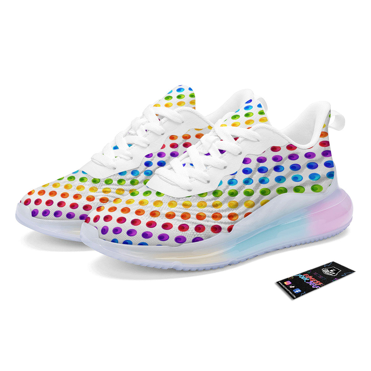 Colored Polka Dots Rainbow Print Pattern Running Sneakers-grizzshop