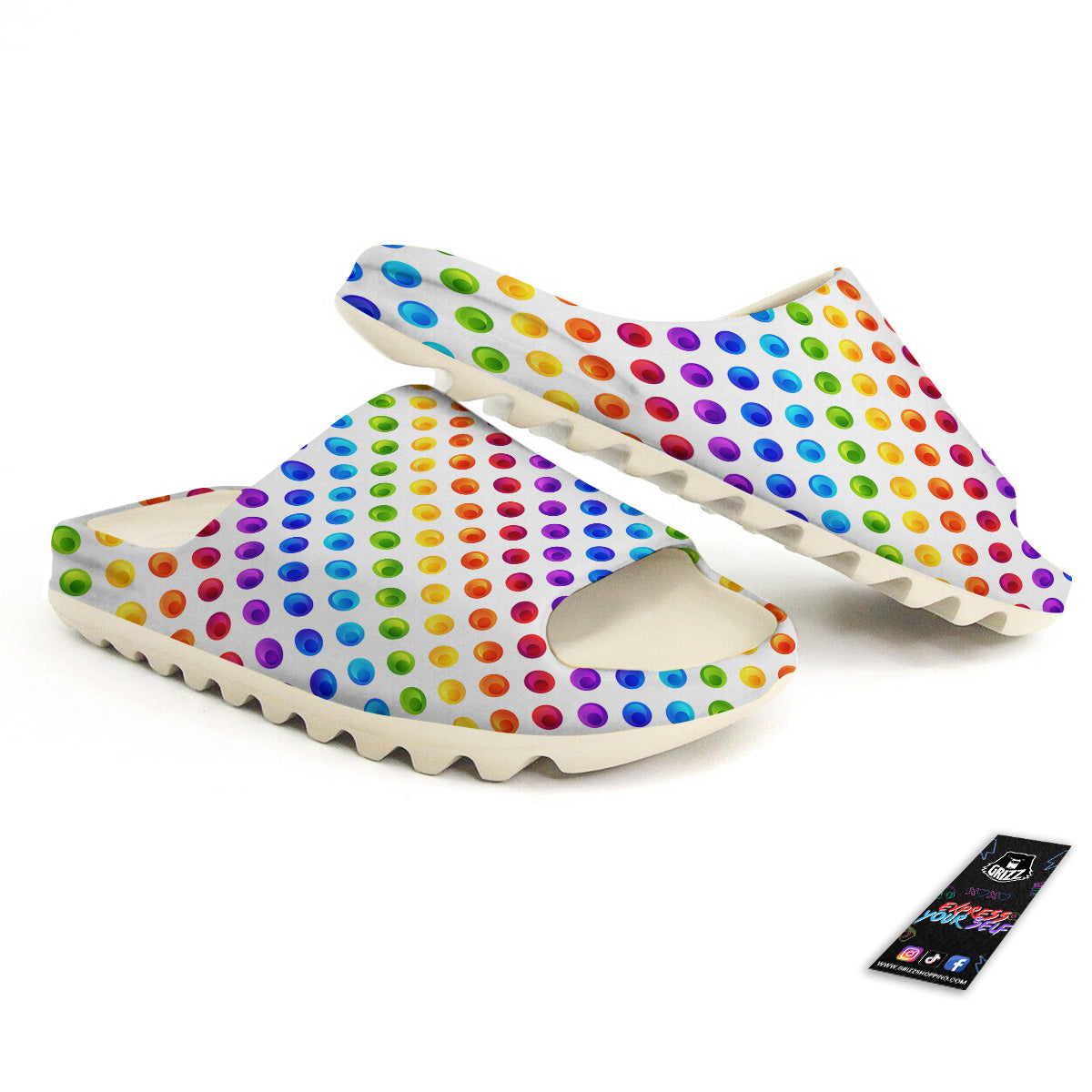 Colored Polka Dots Rainbow Print Pattern Sandals-grizzshop