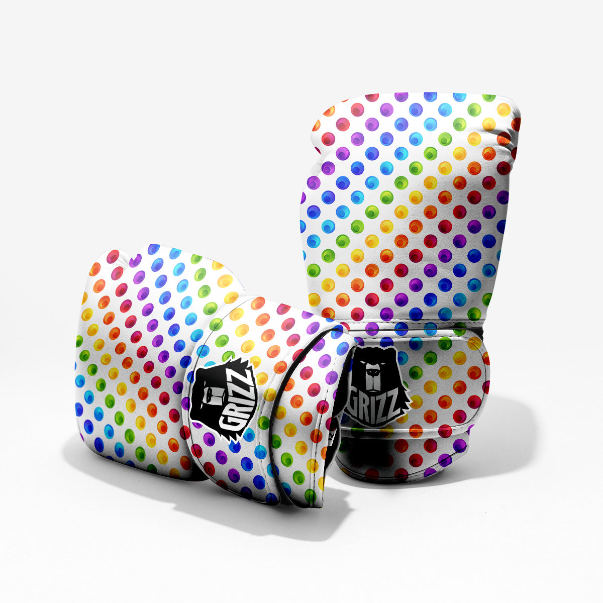 Colored Polka Dots Rainbow Print Pattern Pro Boxing Glove