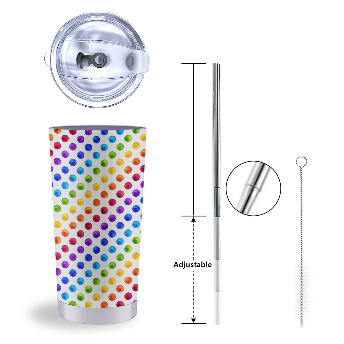 Colored Polka Dots Rainbow Print Pattern Tumbler-grizzshop