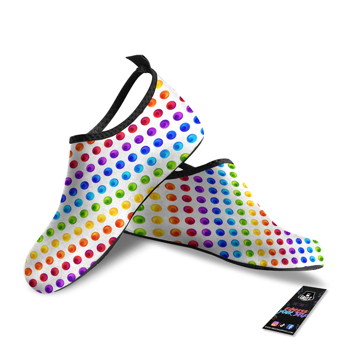 Colored Polka Dots Rainbow Print Pattern Water Shoes-grizzshop