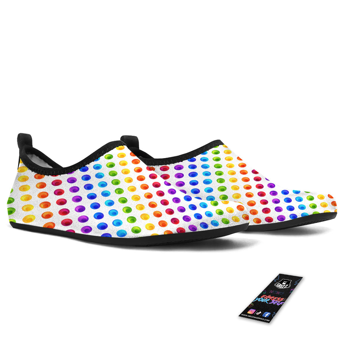 Colored Polka Dots Rainbow Print Pattern Water Shoes-grizzshop
