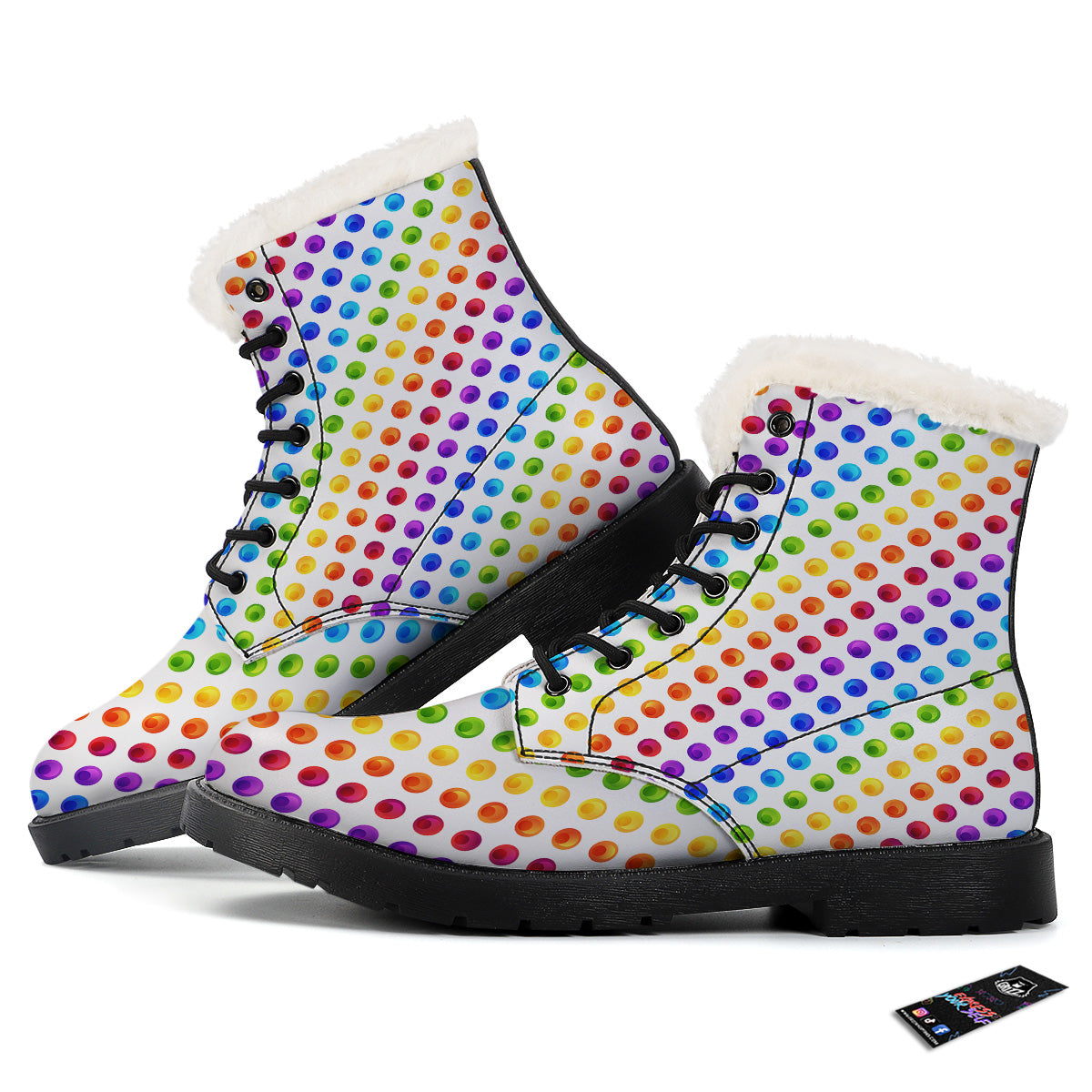 Colored Polka Dots Rainbow Print Pattern Winter Boots-grizzshop