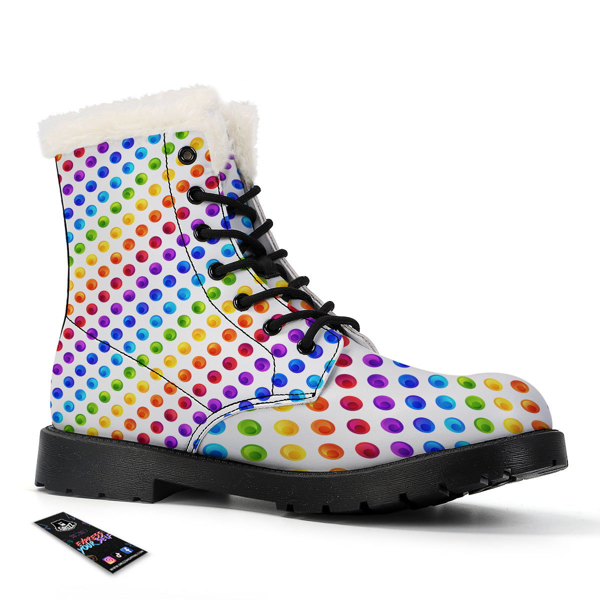 Colored Polka Dots Rainbow Print Pattern Winter Boots-grizzshop