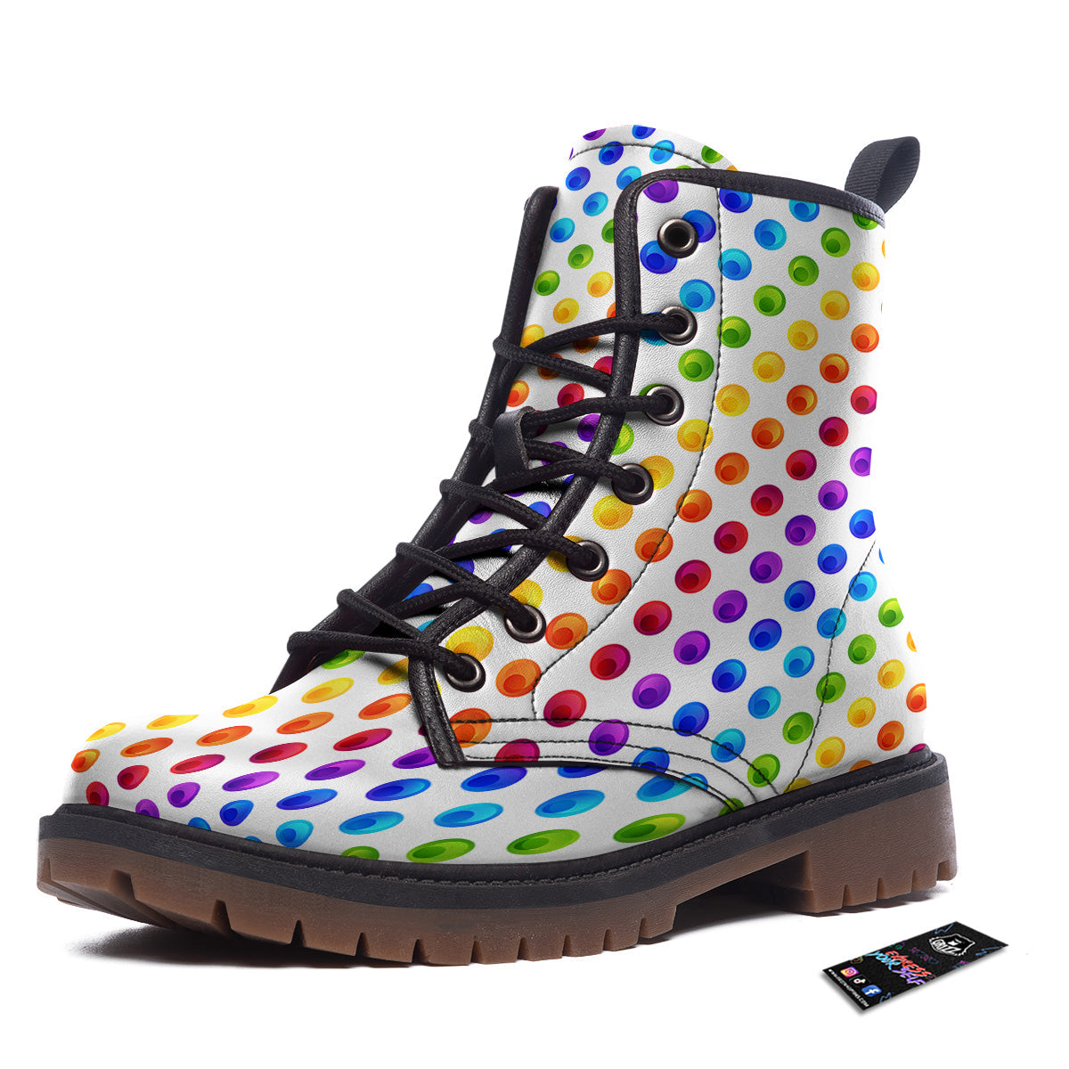 Colored Polka Dots Rainbow Print Pattern Work Boots-grizzshop