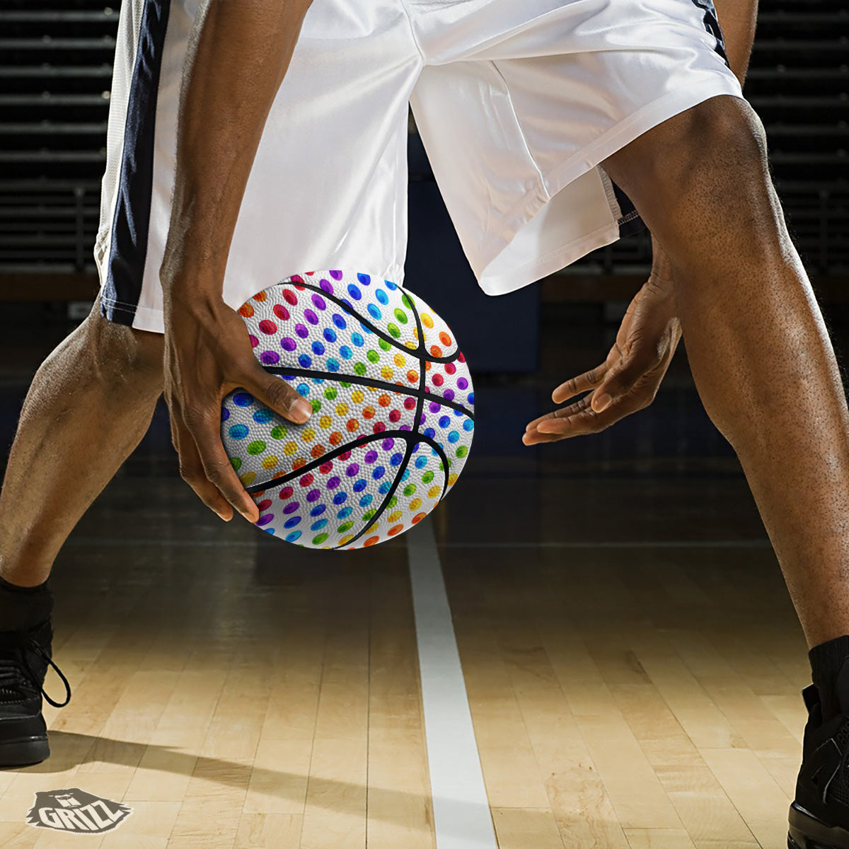 Colored Polka Dots Rainbow Print Pattern Basketball