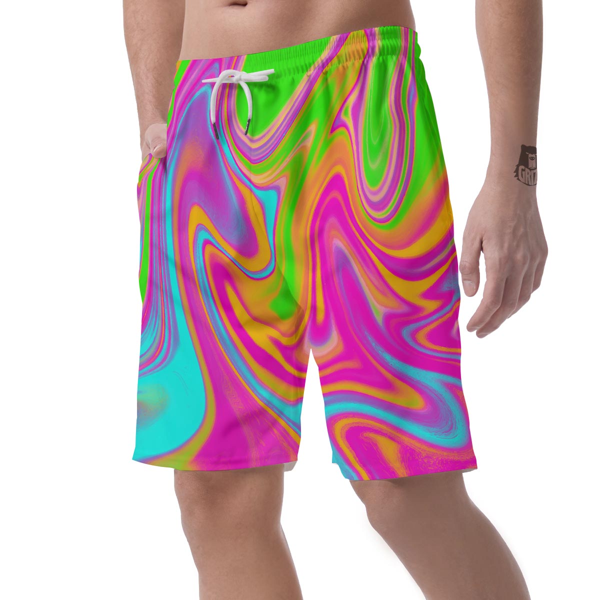 Colorful Abstract Paint Men's Shorts-grizzshop