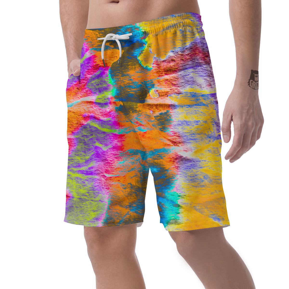 Colorful Abstract Tie Dye Men's Shorts-grizzshop