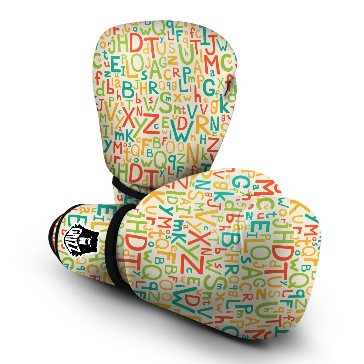 Colorful Alphabet Print Pattern Boxing Gloves-grizzshop