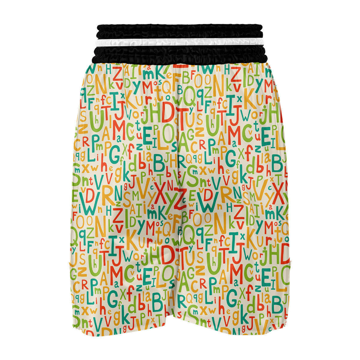 Colorful Alphabet Print Pattern Boxing Shorts-grizzshop