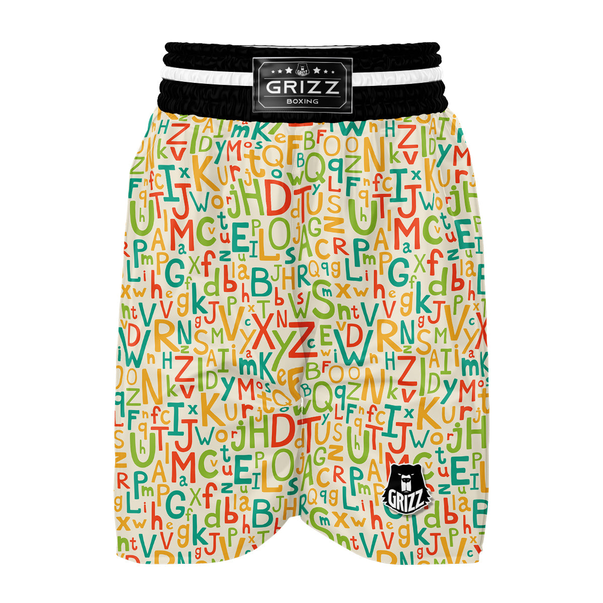 Colorful Alphabet Print Pattern Boxing Shorts-grizzshop