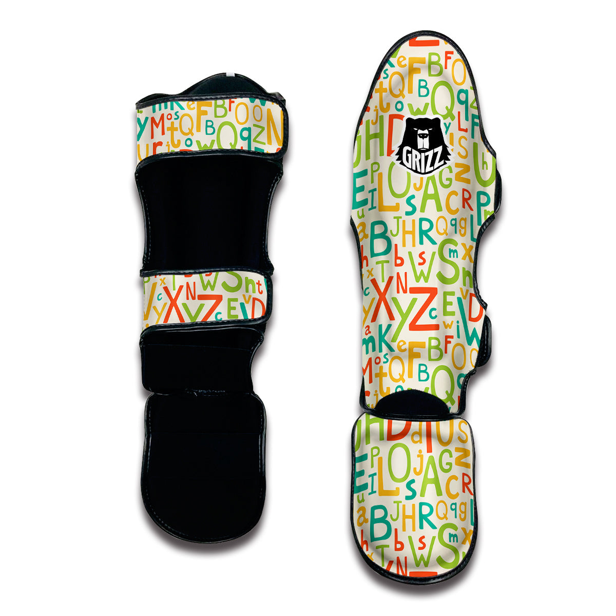 Colorful Alphabet Print Pattern Muay Thai Shin Guards-grizzshop