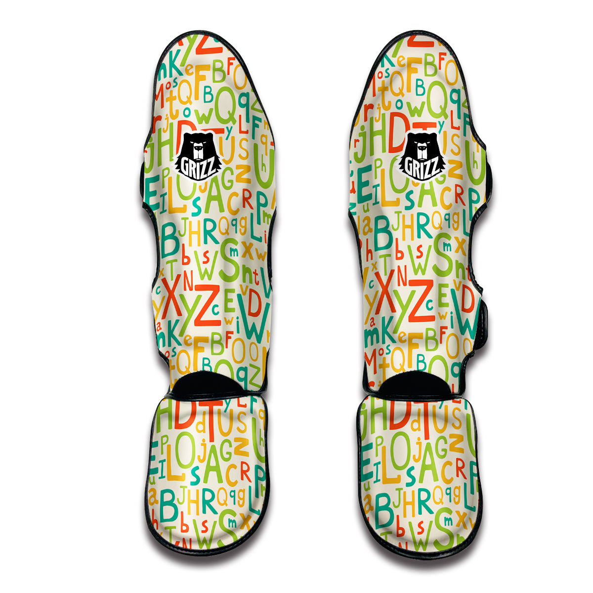 Colorful Alphabet Print Pattern Muay Thai Shin Guards-grizzshop