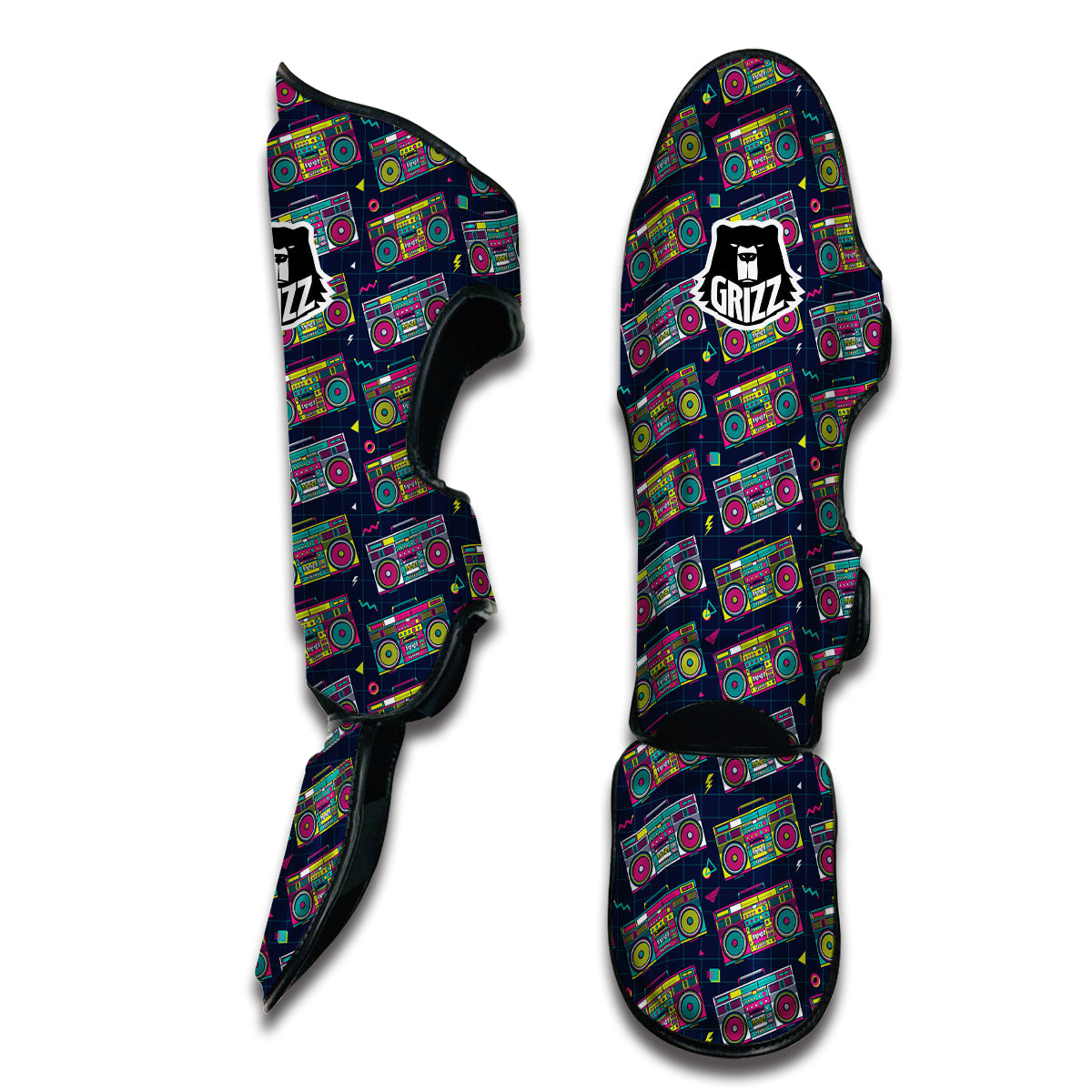 Colorful Boombox Print Pattern Muay Thai Shin Guards-grizzshop