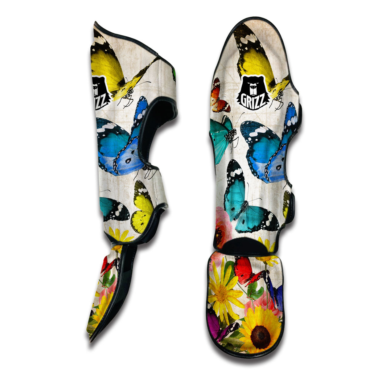 Colorful Butterfly Garden Muay Thai Shin Guards-grizzshop