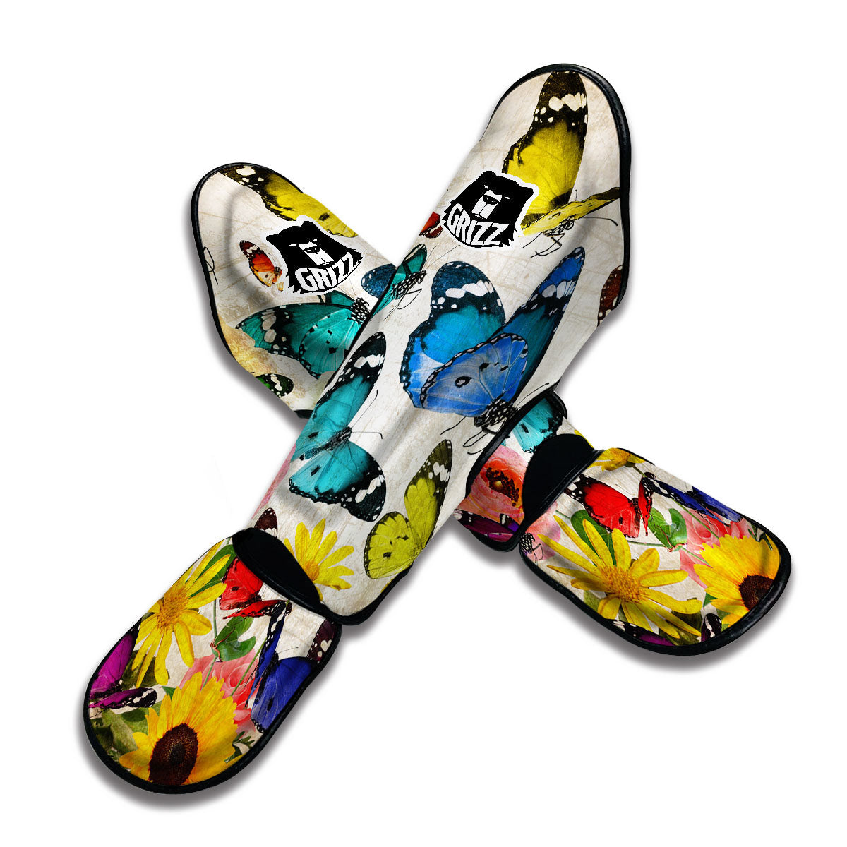 Colorful Butterfly Garden Muay Thai Shin Guards-grizzshop