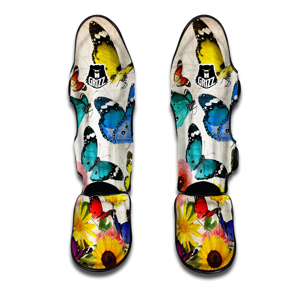 Colorful Butterfly Garden Muay Thai Shin Guards-grizzshop