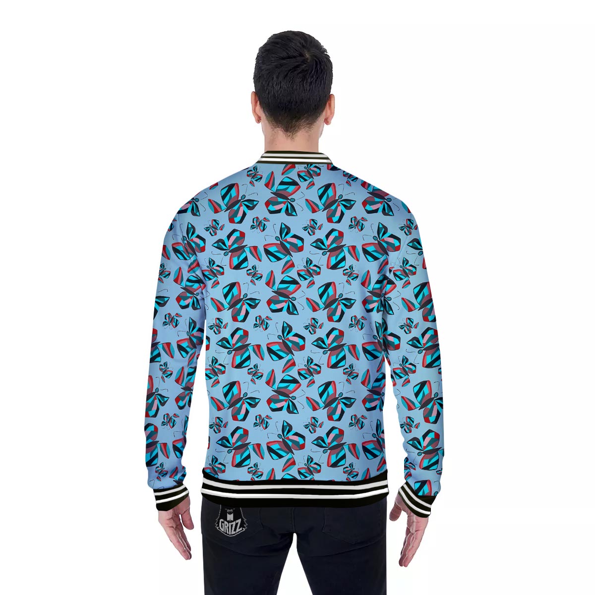 Colorful Butterfly Retro Print Pattern Baseball Jacket-grizzshop