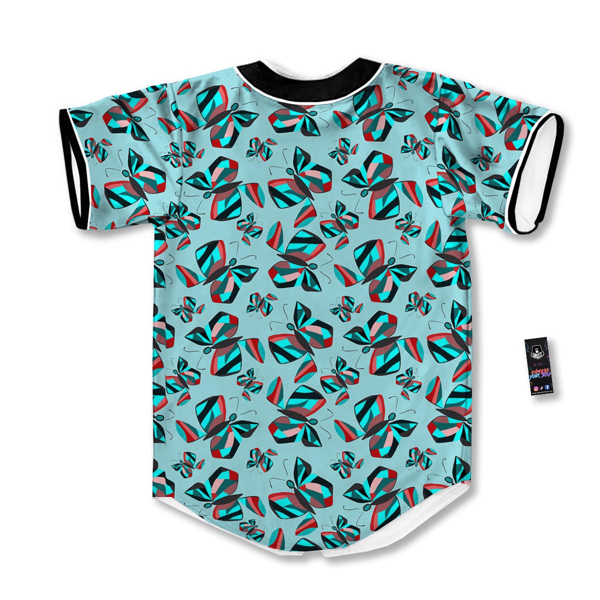 Colorful Butterfly Retro Print Pattern Baseball Jersey-grizzshop