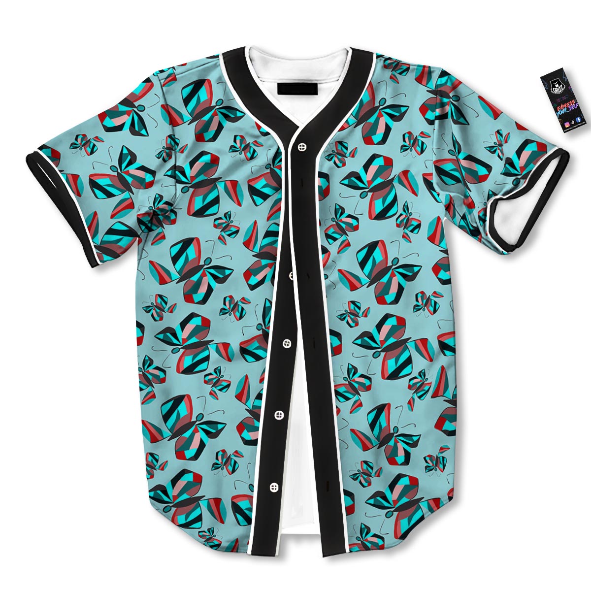 Colorful Butterfly Retro Print Pattern Baseball Jersey-grizzshop