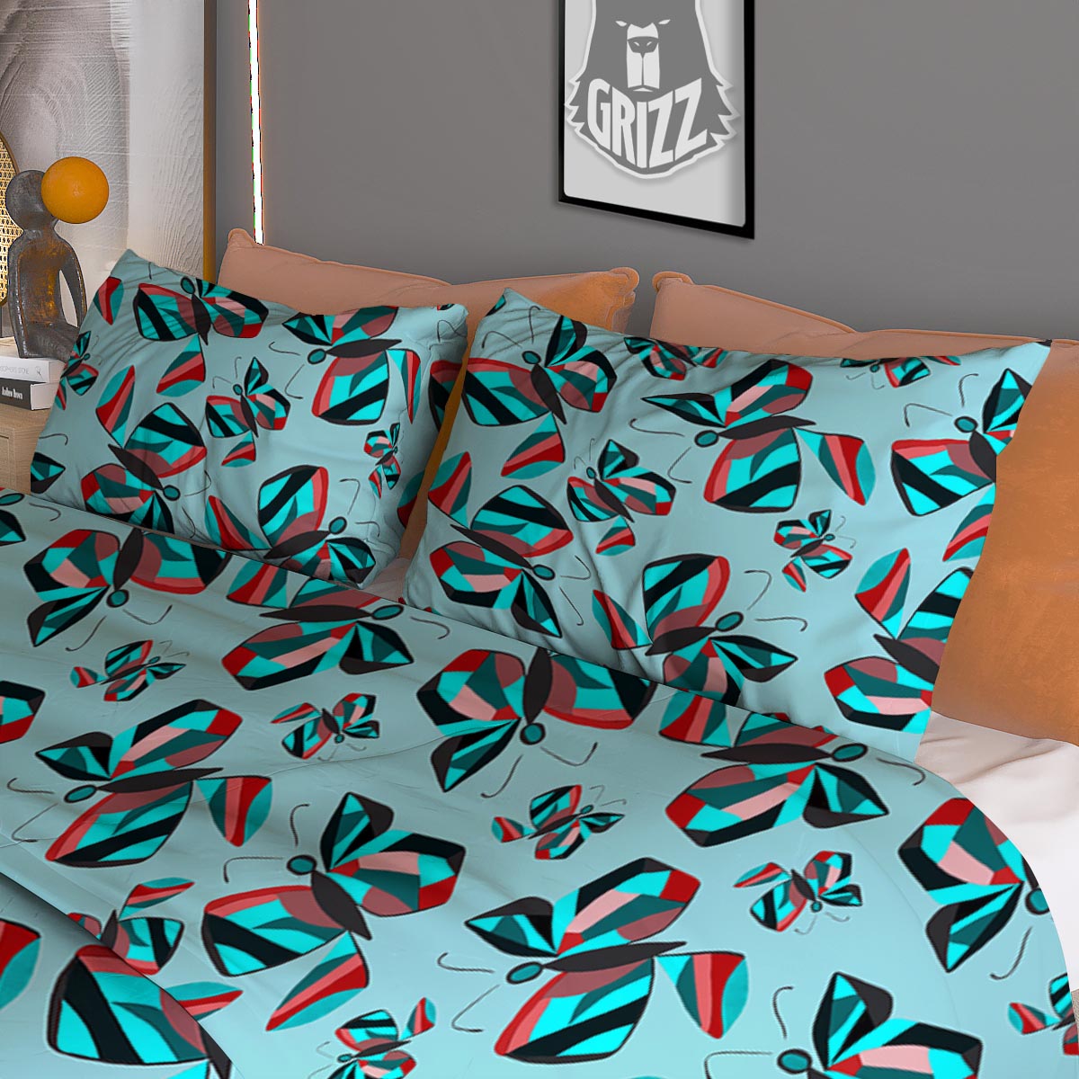 Cherry Blossom White Print Pattern Duvet Cover Bedding Set