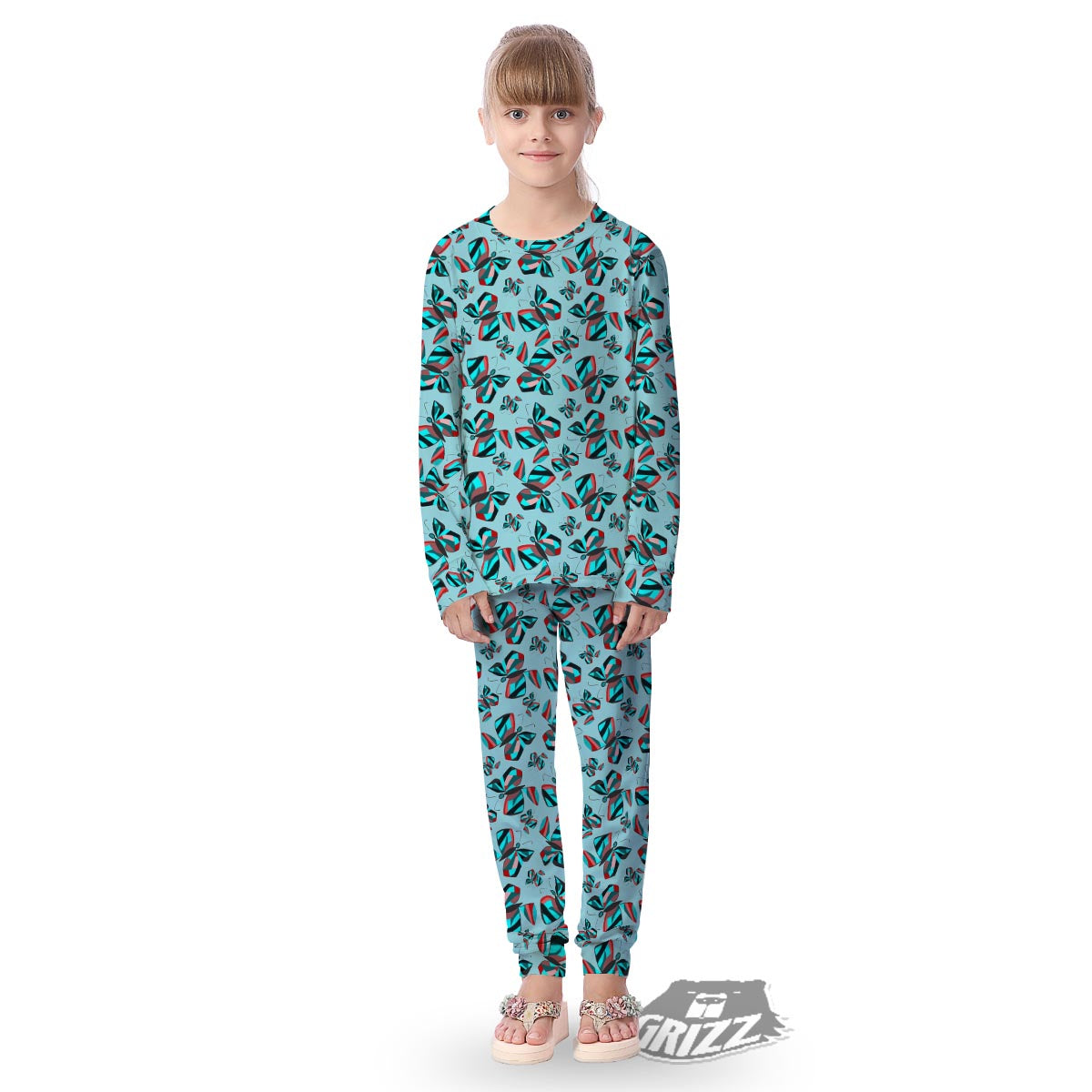 Colorful Butterfly Retro Print Pattern Kid's Pajamas-grizzshop