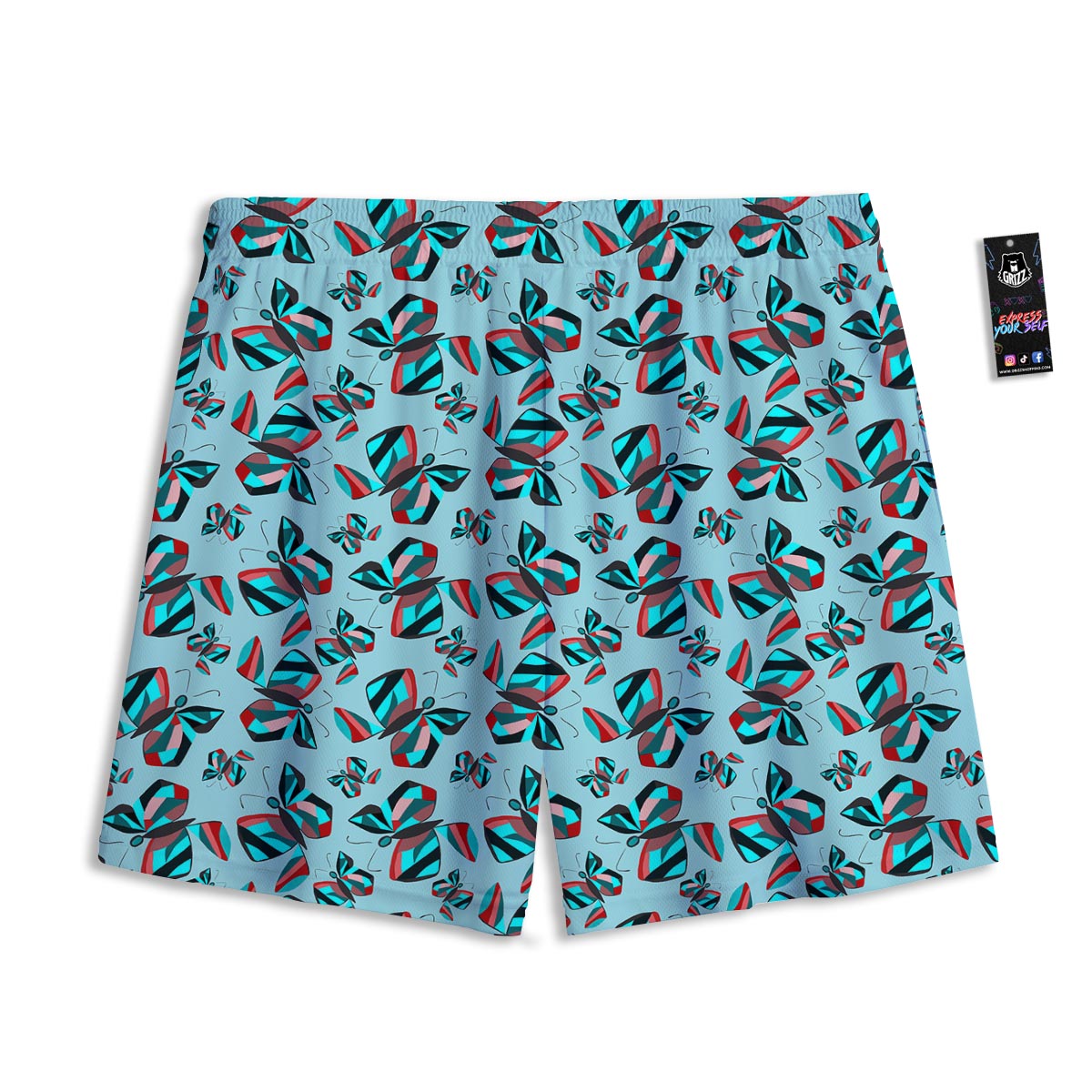 Colorful Butterfly Retro Print Pattern Mesh Shorts