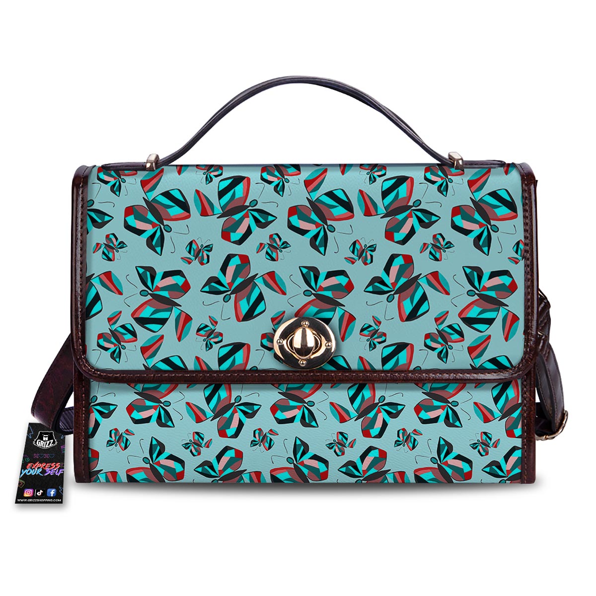 Colorful Butterfly Retro Print Pattern Women's Satchel Bag-grizzshop