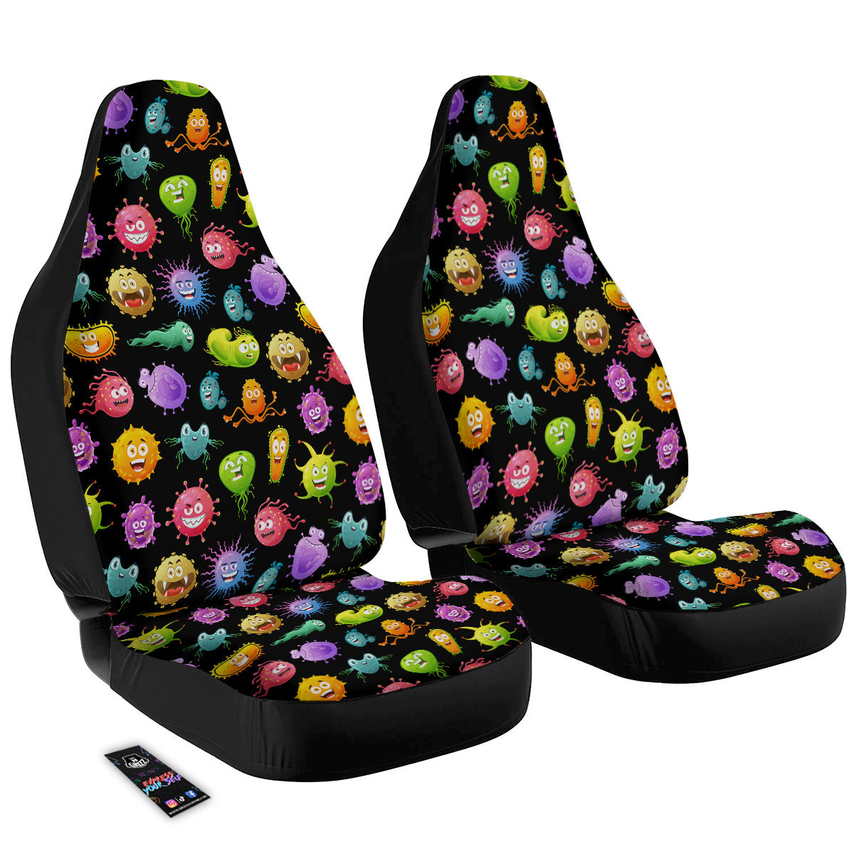 Colorful Cartoon Viruses Print Pattern Car Seat Covers-grizzshop