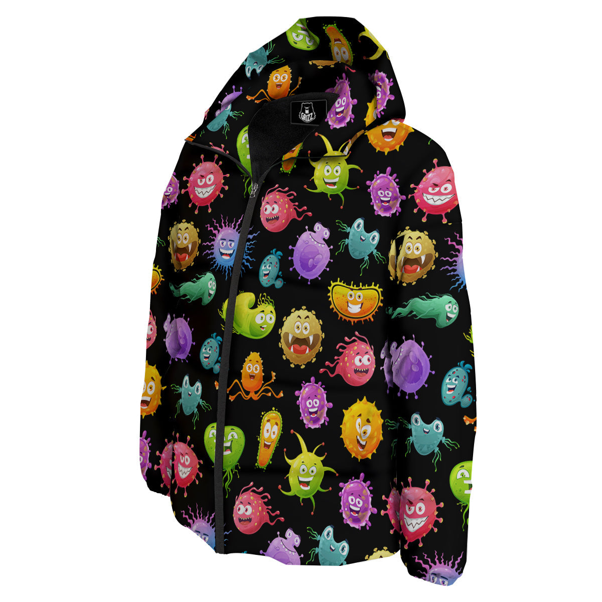 Colorful Cartoon Viruses Print Pattern Down Jacket-grizzshop