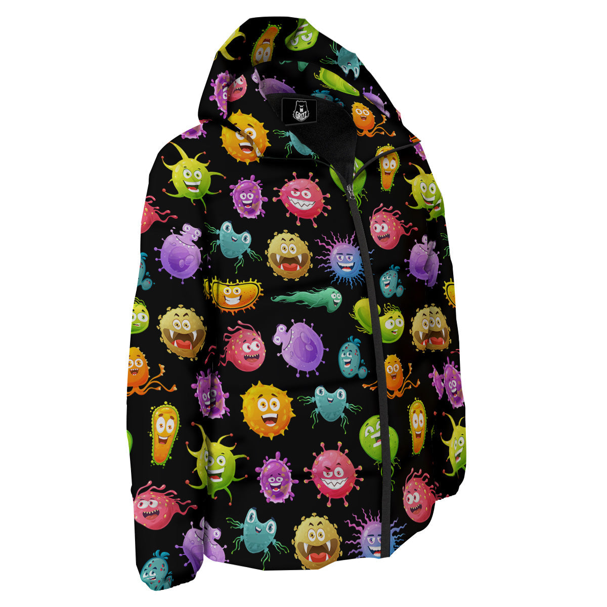 Colorful Cartoon Viruses Print Pattern Down Jacket-grizzshop