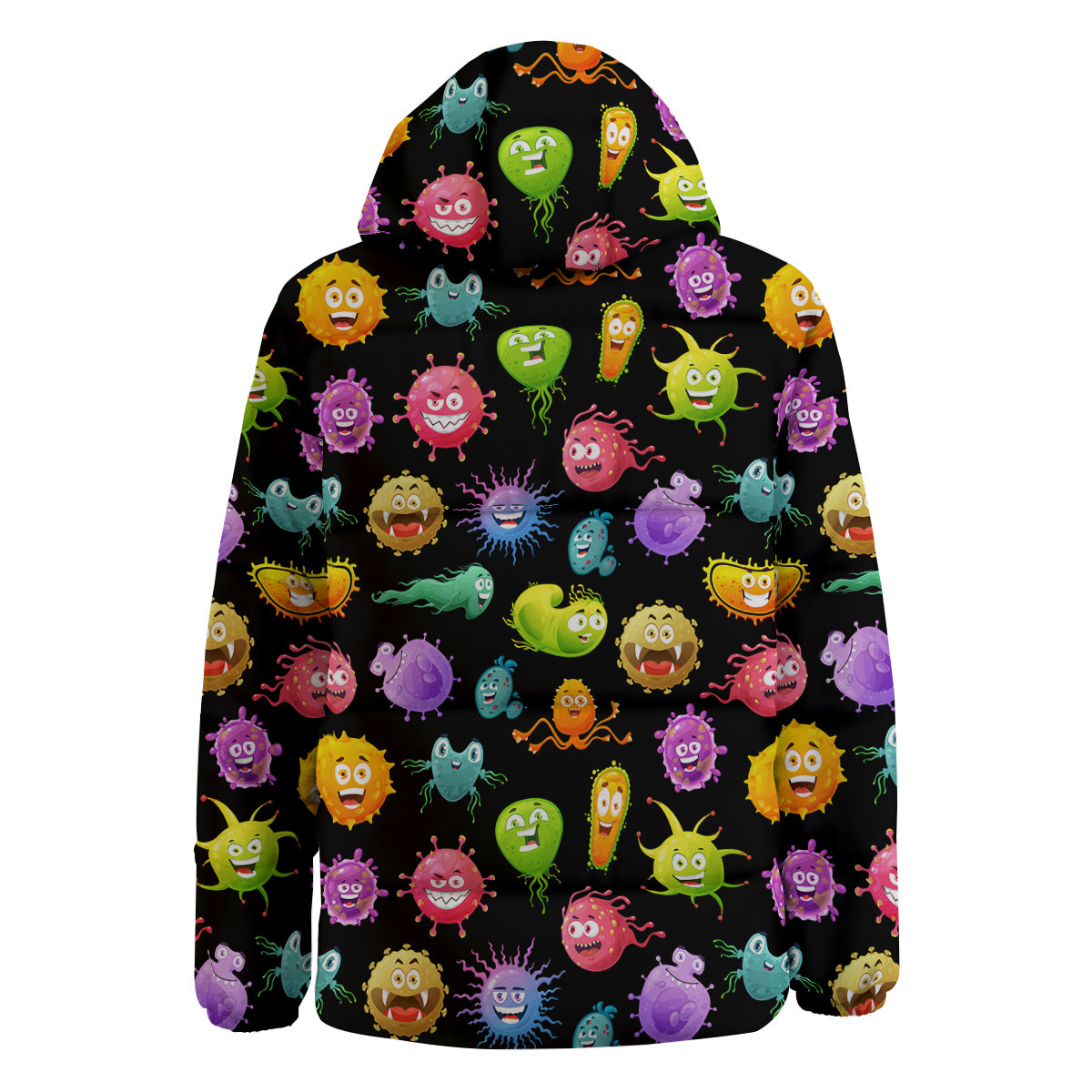 Colorful Cartoon Viruses Print Pattern Down Jacket-grizzshop