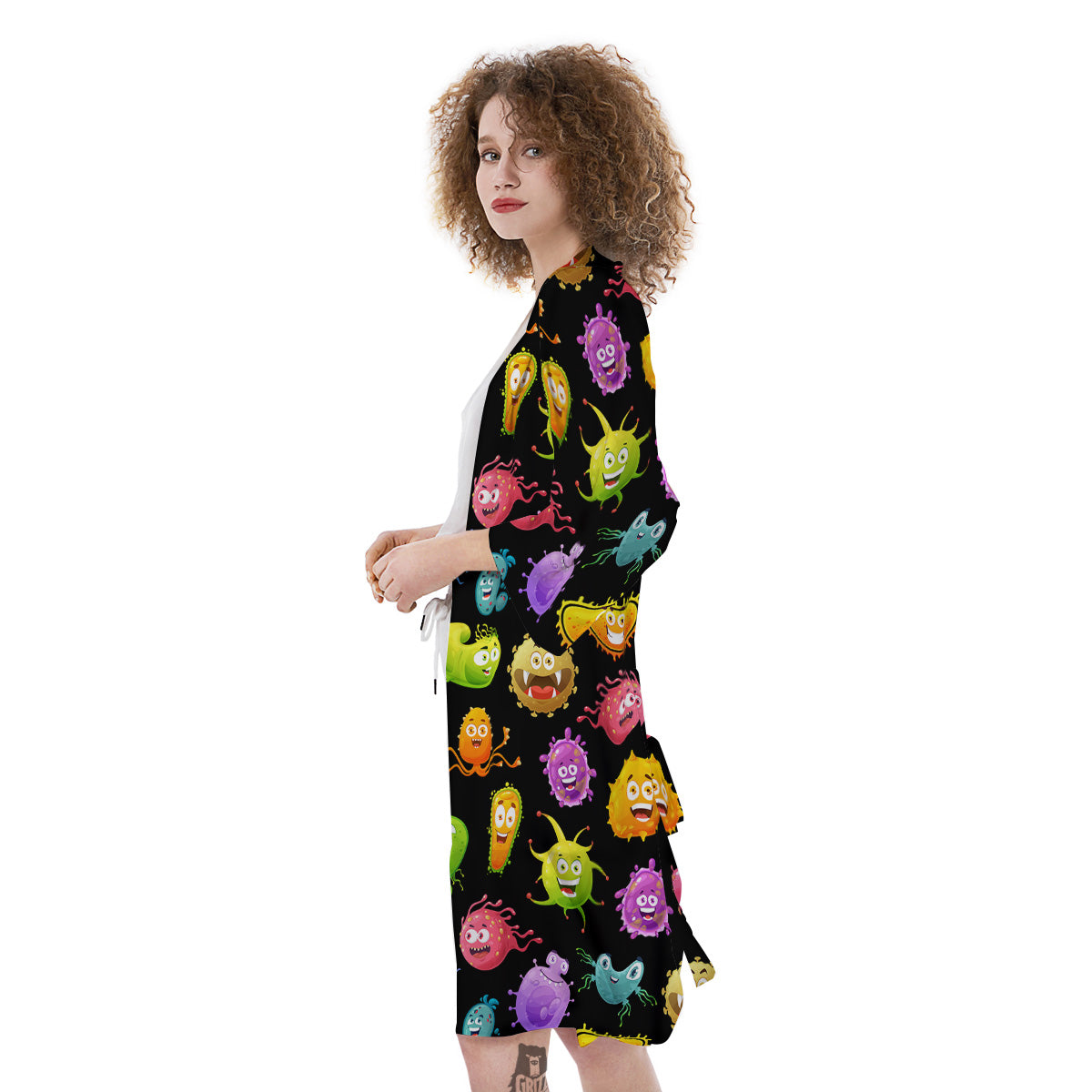 Colorful Cartoon Viruses Print Pattern Kimono-grizzshop