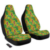 Colorful Chamaleon And Monstera Tropic Leave Print Pattern Car Seat Covers-grizzshop