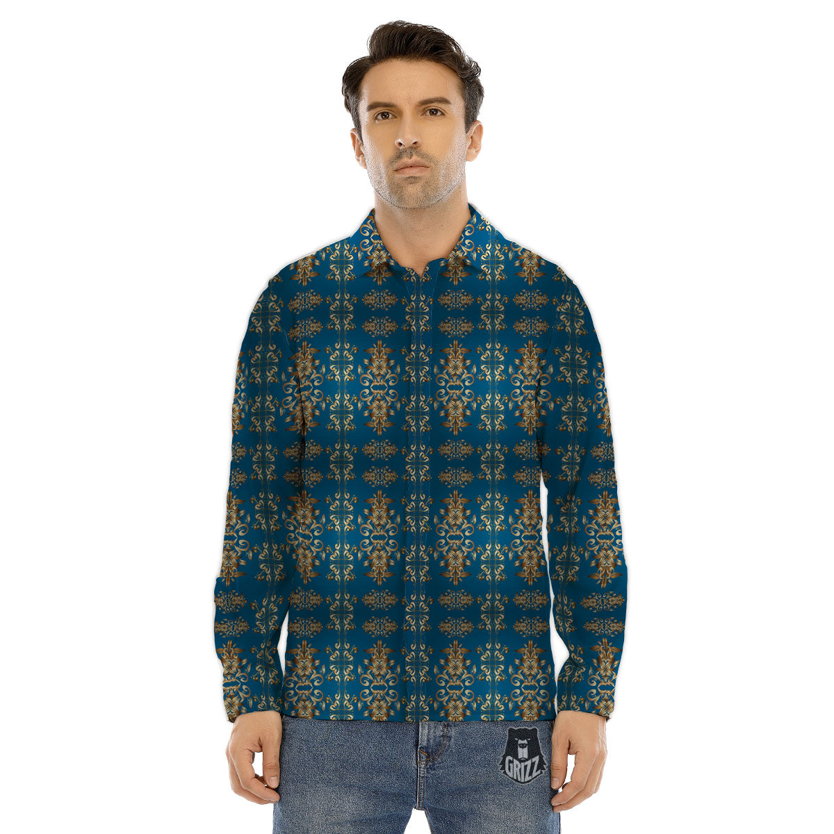 Colorful Chamaleon And Monstera Tropic Leave Print Pattern Men's Dress Shirts-grizzshop