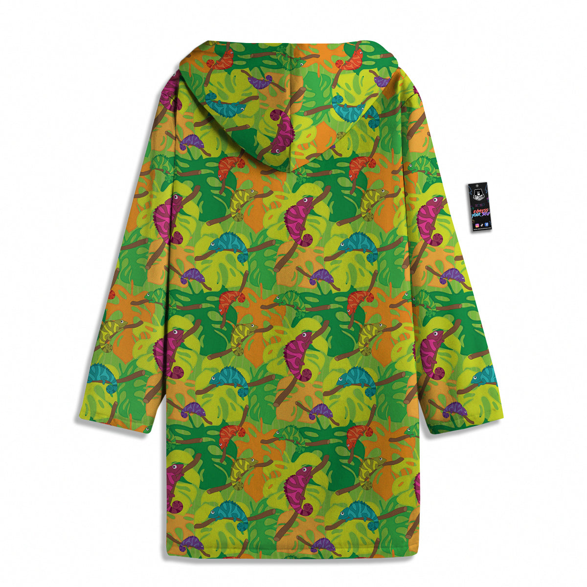 Colorful Chamaleon And Monstera Tropic Leave Print Pattern Men's Windbreaker Jacket-grizzshop
