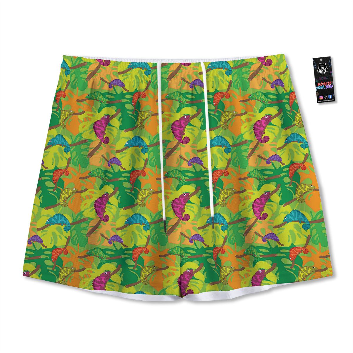 Electric Guitar Print Pattern Mesh Shorts