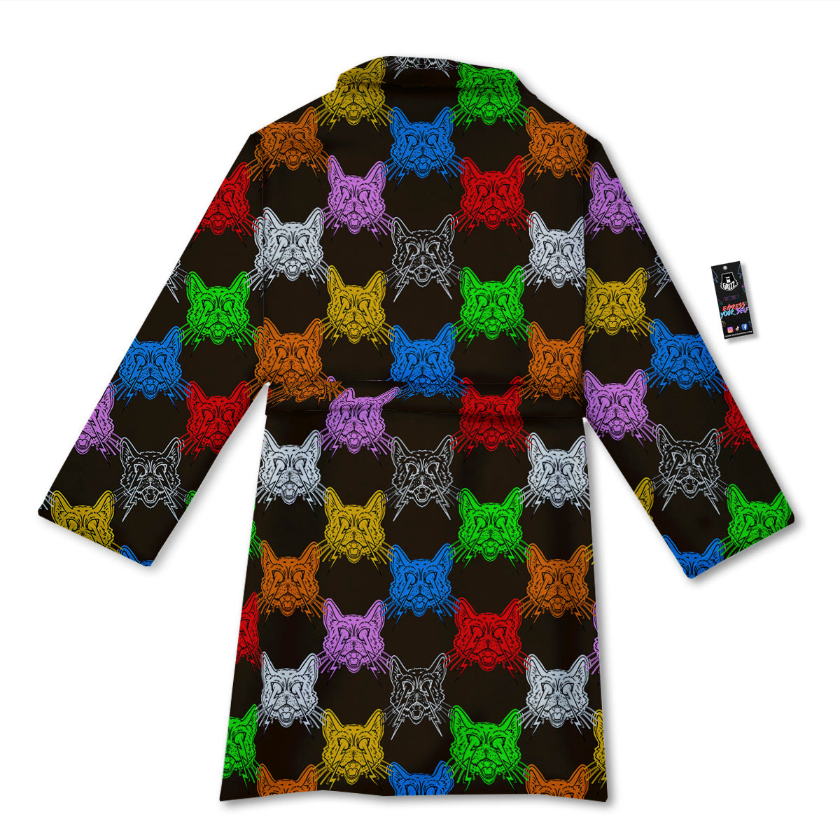 Colorful Crazy Cat Print Pattern Bathrobe-grizzshop